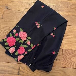 Talbots Dark Romantic Cottagecore Silk Ankle Balloon Pink Roses Size 4P